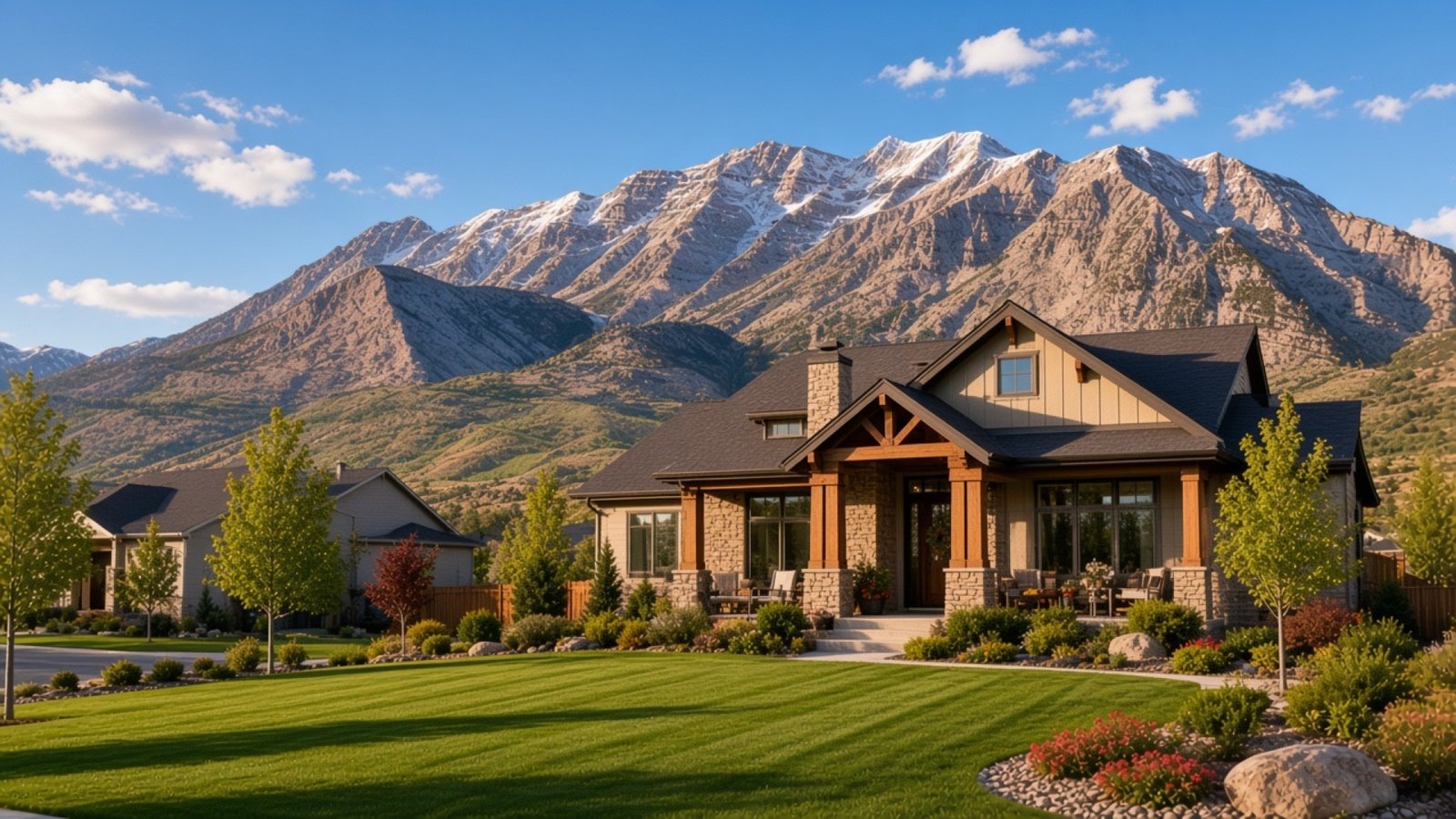 Lush green residential lawn in Utah treated by Turf Tonic spray programs